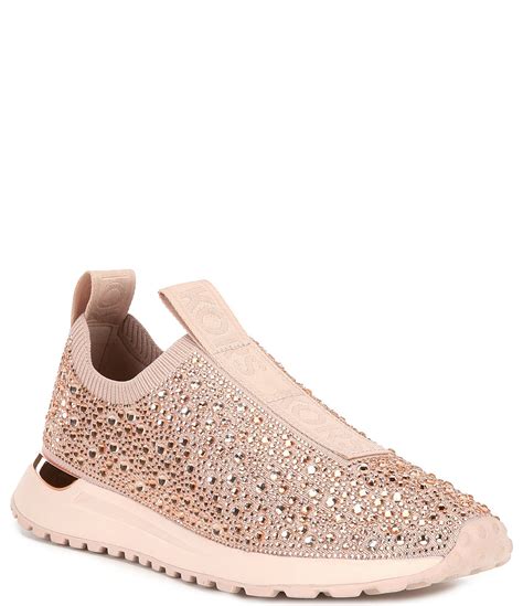 michael kors leather slip on sneakers|Michael Kors rhinestone sneakers.